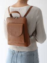 Rugzak / Schoudertas Leder Milano Bruin caviar CA240615-vue-porte