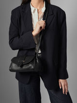 Cross Body Tas M Agnes Leder Etrier Zwart agnes EAGC205M-vue-porte