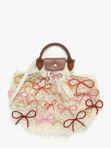 Longchamp Le pliage filet raphia Schoudertas Beige