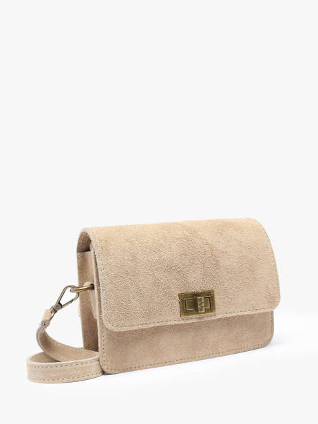 Cross Body Tas Velvet Leder Milano Beige velvet VE24115 ander zicht 2