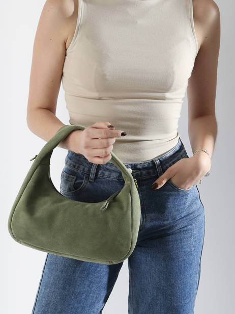 Handtassen Velvet Leder Milano Groen velvet VE24114 ander zicht 1