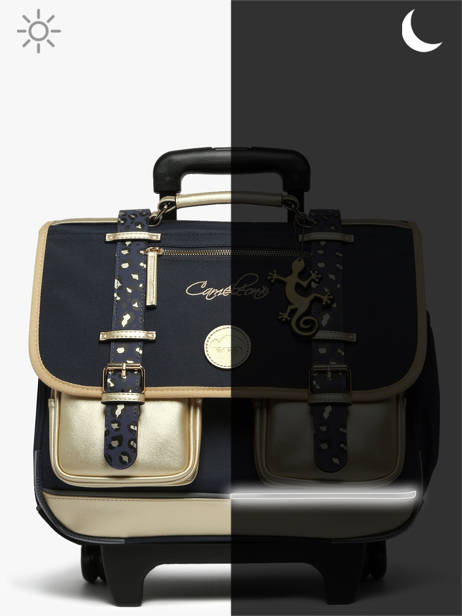 Boekentas Op Wieltjes Kinderen 2 Compartimenten Cameleon Blauw vintage fantasy CR38 ander zicht 9