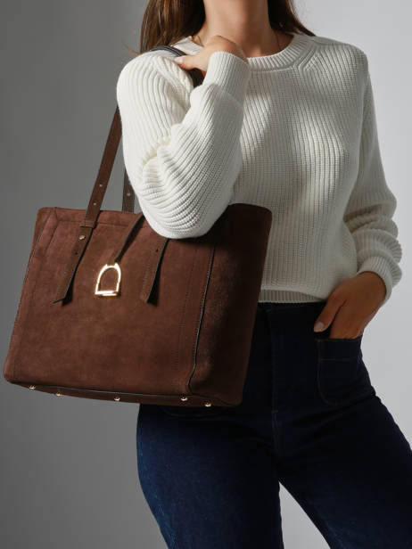 Schoudertas Altesse Suede Leder Etrier Bruin altesse suede EASU088M ander zicht 1