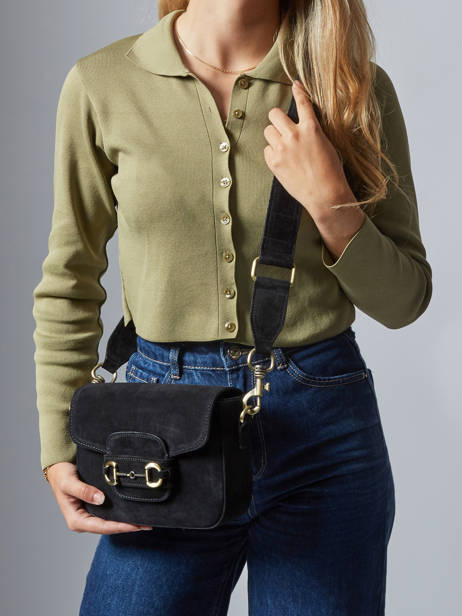 Cross Body Tas Velvet Leder Milano Zwart velvet VE260611 ander zicht 1