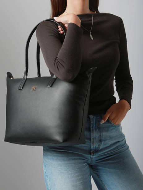 Schoudertas Popette Nylon Tommy hilfiger Zwart popette AW17705 ander zicht 1