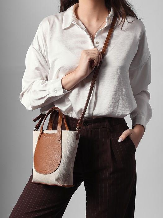 Longchamp Le foulonné toile Handtas Bruin