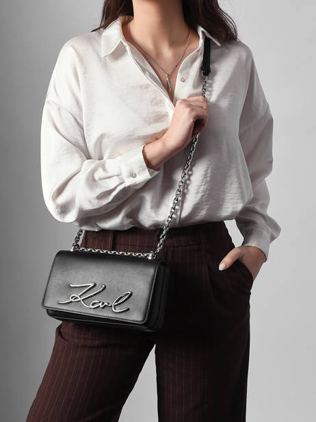 Cross Body Tas K Signature Leder Karl lagerfeld Zwart k signature B1W30046 ander zicht 1