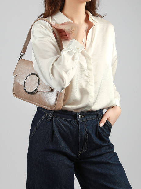 Schoudertas Hiro Glitter Leder Nathan baume Bruin ginkgo 7GT ander zicht 1